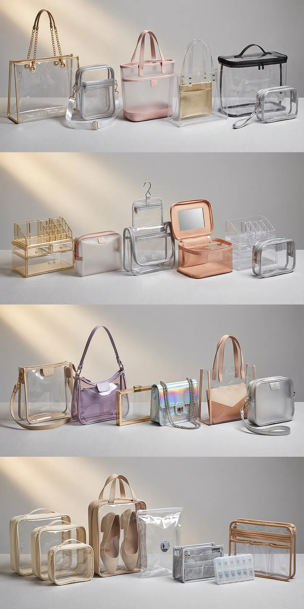 PVC & Clear PVC Bag Fabrics – Smooth, Wipe-Clean & Transparent - Custom Bag Fabrics-FY Custom Bag Manufacturer PVC & Clear PVC Bag Fabrics – Smooth, Wipe-Clean & Transparent - Custom Bag Fabrics-FY Custom Bag Manufacturer