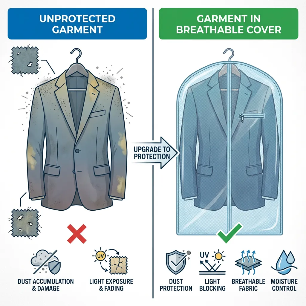 PEVA vs Cotton Garment Bags: A Deep, Factory-Level B2B Guide to Material Choice, Risk Control & OEM Execution - PEVA vs Cotton Garment Bags: A Deep, Factory-Level B2B Guide to Material Choice, Risk Control & OEM Execution-FY Custom Bag Manufacturer PEVA vs Cotton Garment Bags: A Deep, Factory-Level B2B Guide to Material Choice, Risk Control & OEM Execution - PEVA vs Cotton Garment Bags: A Deep, Factory-Level B2B Guide to Material Choice, Risk Control & OEM Execution-FY Custom Bag Manufacturer