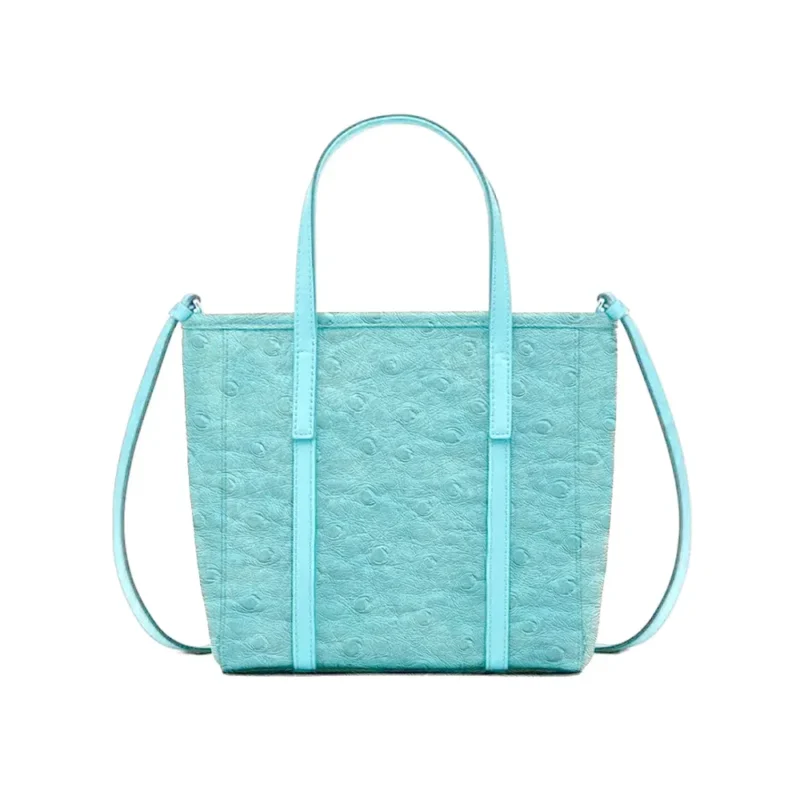 Luxury Women Ladies Ostrich PU Leather logo Custom Mini Tote Small Handbag with PU Shoulder Strap - Medium Bags-FY Custom Bag Manufacturer