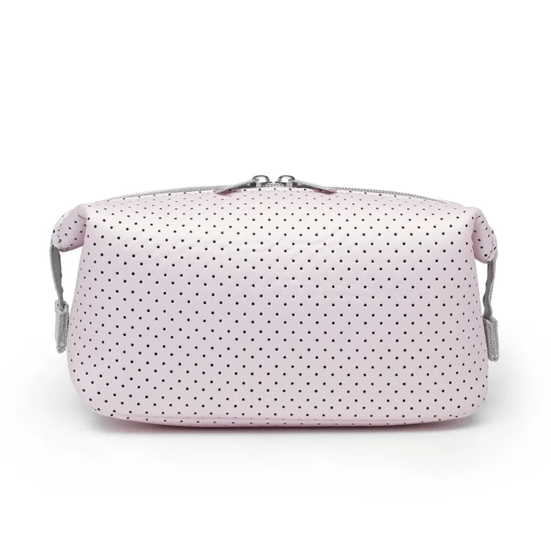 Women Men Custom logo Perforated PU Neoprene pink Water Resistant Shaving Toiletry Bag for Toiletries Accessories - Mini / Small Bags-FY Custom Bag Manufacturer