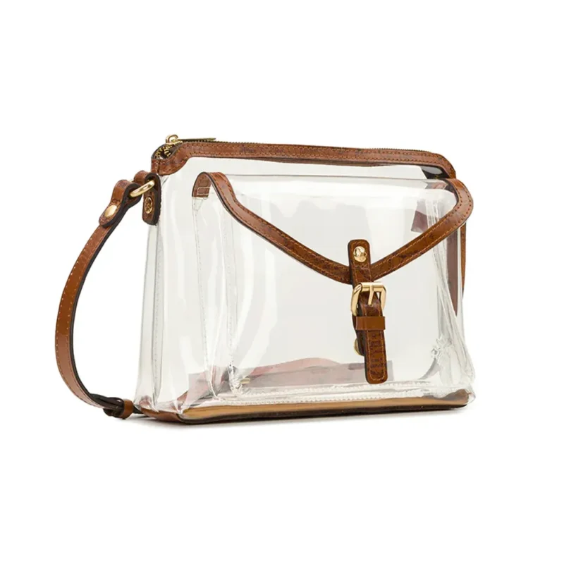 LOGO Custom PU Leather Trimmed clear Crossbody Stadium-approved Purse Game Day Bags Women Handbags - Medium Bags-FY Custom Bag Manufacturer