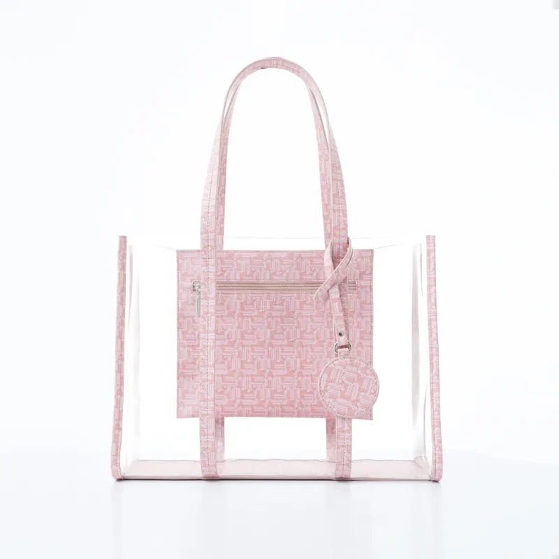 Manufacturer Custom logo Luxury PU Vegan Leather Trim clear Tote Bags Transparent Handbags for Women - Medium Bags-FY Custom Bag Manufacturer