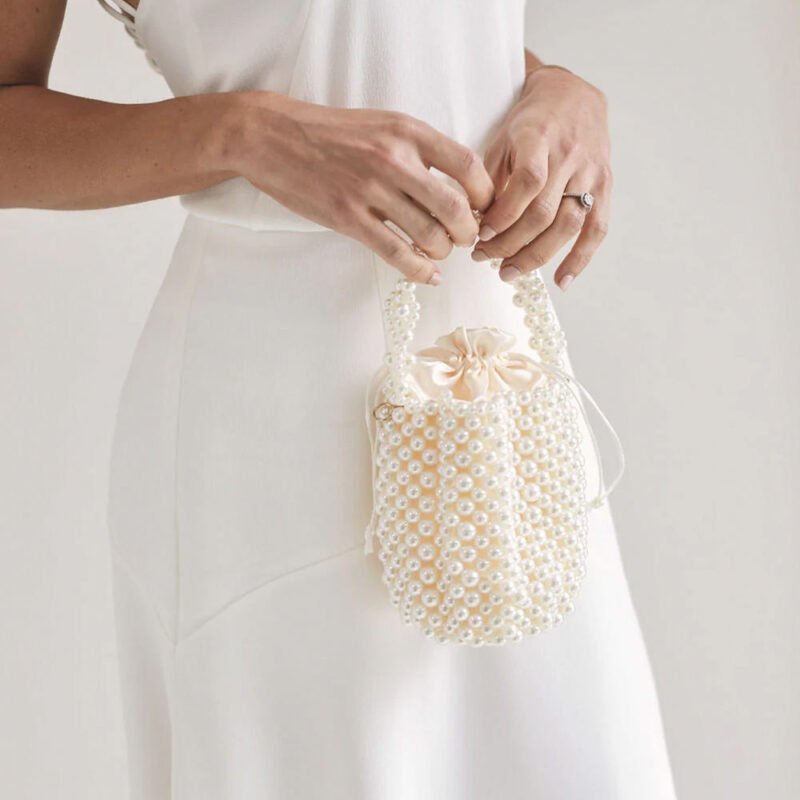 2026 Luxury Fancy Bridal Ladies Mini Summer Wedding Evening Beaded Pearl Bucket Clutch Purse Bag Handbag for Women - Mini / Small Bags-FY Custom Bag Manufacturer