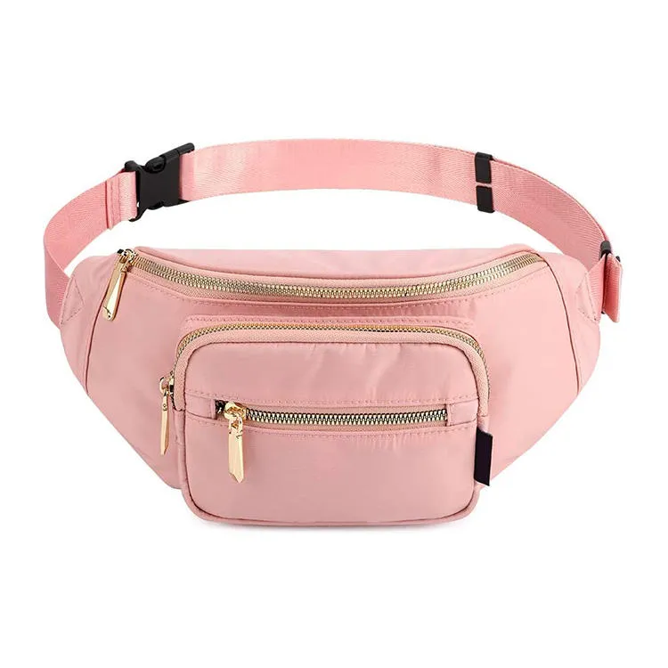 Luxury Quality Unisex Waterproof pink Color Nylon Fanny Packs Custom Crossbody Bum Waist Bag - Medium Bags-FY Custom Bag Manufacturer