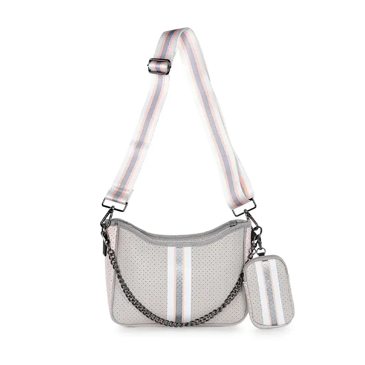 Casual Large Custom Vegan Neoprene Women's Hobo Tote Bags Shoulder Crossbody Bag with Chain Adjusted Webbing Strap - Fashion Bag-FY Custom Bag Manufacturer