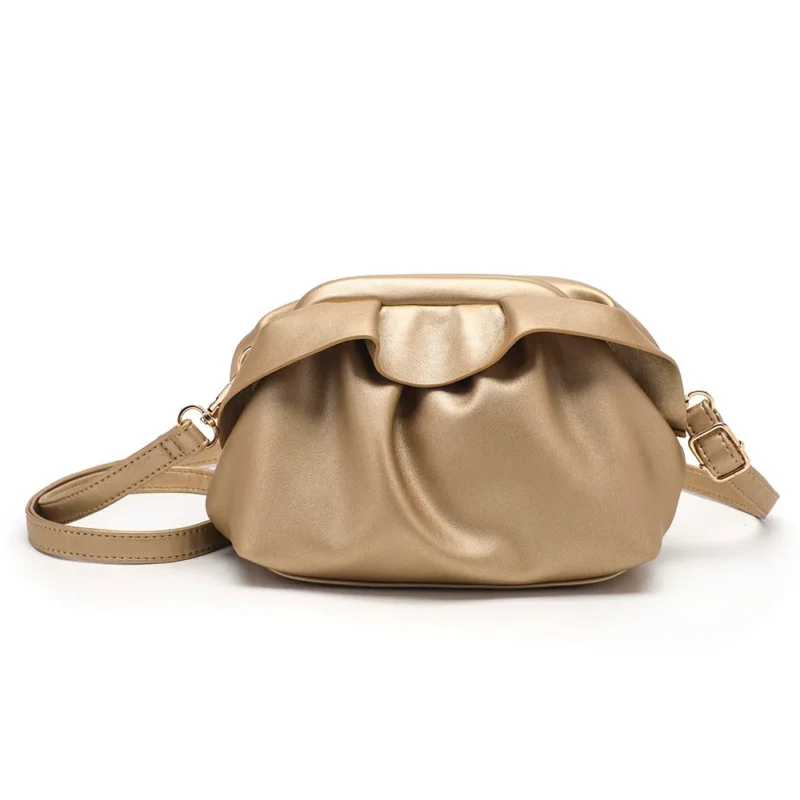 Ultra Soft Cloud Clutch Purse Customized logo Metablic Gold Leather Crossbody Shoulder Bags for Women Girls - Daily Commuting & Work-FY Custom Bag Manufacturer