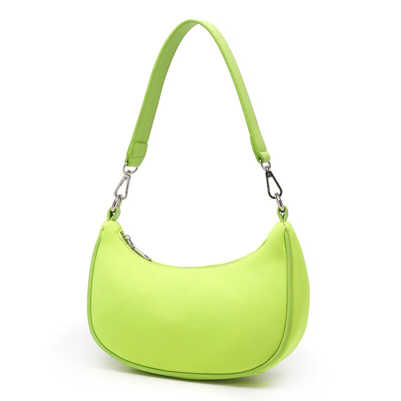 Luxury Retro High Quality Small Half Moon pink Neoprene PU Leather Custom Nylon Underarm One Shoulder Bag Lady Women - Medium Bags-FY Custom Bag Manufacturer