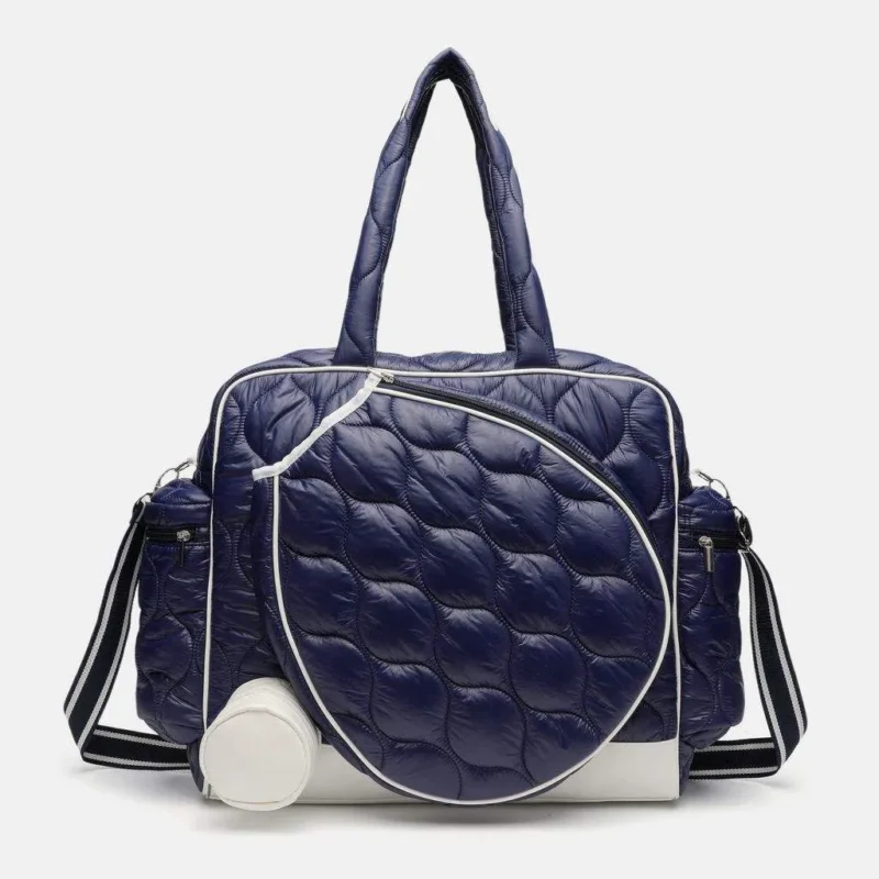 Custom Navy Quilted Nylon Tennis Tote Bag Women Waterproof Lightweight Sports Bag with Racket Pocket OEM ODM Custom Navy Quilted Nylon Tennis Tote Bag Women Waterproof Lightweight Sports Bag with Racket Pocket OEM ODM