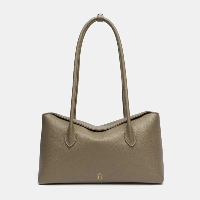 Custom Taupe PU Leather Shoulder Bag Minimalist Long Handle Women Handbag OEM ODM Custom Taupe PU Leather Shoulder Bag Minimalist Long Handle Women Handbag OEM ODM